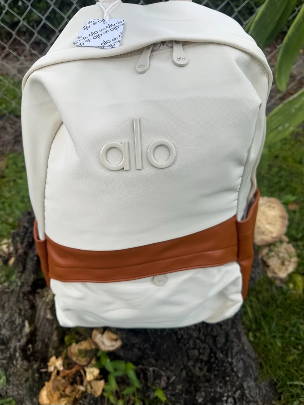 ALO YOGA Cream and Brown Two-Tone Backpack